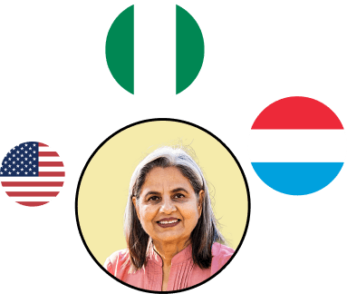 Woman and man smiling